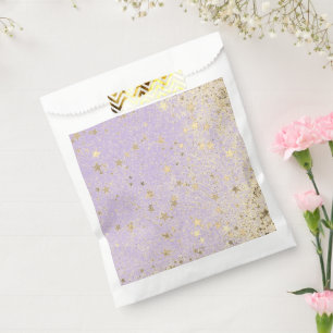 Shimmery Glittery Gold Stars auf dem Lavendel Geschenktütchen
