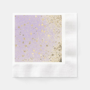 Shimmery Glittery Gold Stars auf dem Lavendel Serviette