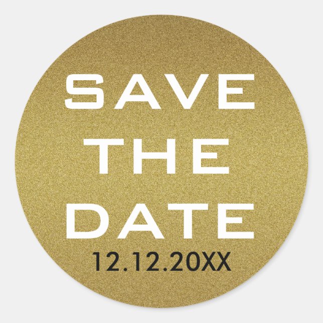 Shimmery Gold Glitzer Save the Date Runder Aufkleber (Vorderseite)