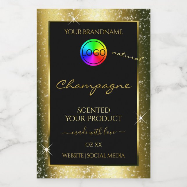 Shimmery Gold Parties scintillant Cadre Étiquette  (Étiquettes simples)