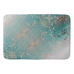 Shimmery Gold Stars auf Aquamarin Badematte