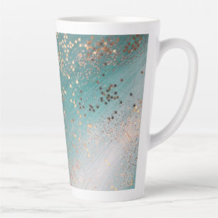 Shimmery Gold Stars auf Aquamarin  Milchtasse