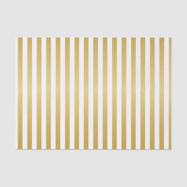 Shimmery Gold und weiße Streifen Seidenpapier (Vorderseite)