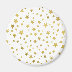 Shimmery Goldstars Golden Star Pattern Magnet