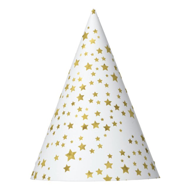 Shimmery Goldstars Golden Star Pattern Partyhütchen (Vorderseite)