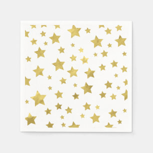 Shimmery Goldstars Golden Star Pattern Serviette