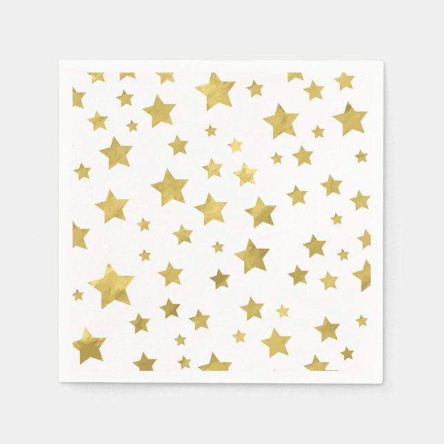 Shimmery Goldstars Golden Star Pattern Serviette (Vorderseite)