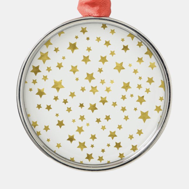 Shimmery Goldstars Golden Star Pattern Silbernes Ornament (Vorne)