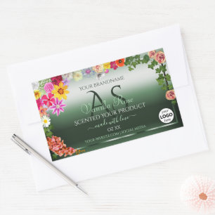 Shimmery Green Floral Produit Étiquettes Monogramm