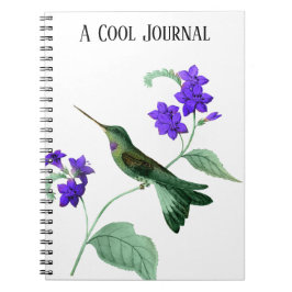 Shimmery Green Hummingbird auf Lila Blume Notizblock