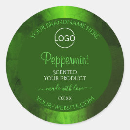 Shimmery Green Marble Modern Product Labels Logo Runder Aufkleber