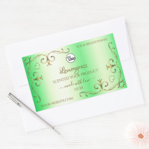 Shimmery Green Ornate Étiquette de produit avec lo