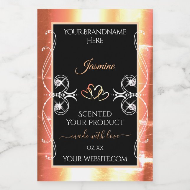 Shimmery Lachs Cream Product Labels Jewels Black Lebensmitteletikett (Einzelnes Label)