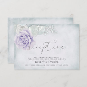 Shimmery Lilac und White Roses Empfang Einladung