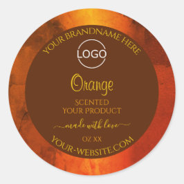 Shimmery Orange Marble Elegante Product Labels Log Runder Aufkleber
