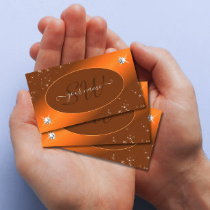 Shimmery Orange Niedlich Glitzer Stars Jewels Init Visitenkarte