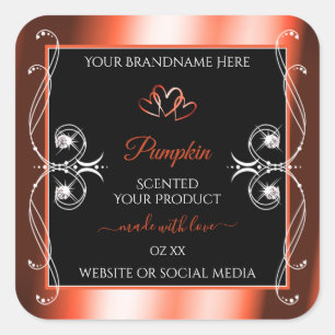 Shimmery Orange Red Black Product Labels Ornamente Quadratischer Aufkleber