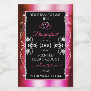 Shimmery Pink Black Product Labels Diamonds Logo Lebensmitteletikett