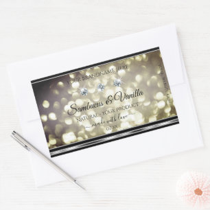 Shimmery Platinum Glitzer Product Labels Diamonds Rechteckiger Aufkleber