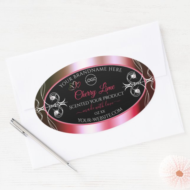 Shimmery Red Green Produit Étiquette Logo Bijoux N (Enveloppe)