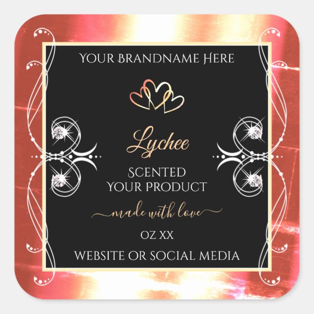Shimmery Rose Gold Produit Étiquettes Diamants Noi (Devant)
