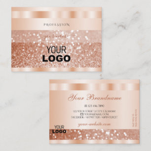 Shimmery Rose Gold Sparkle Glitzer Logo hinzufügen Visitenkarte