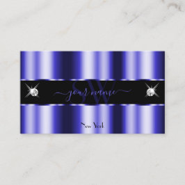Shimmery Royal Blue Black Sparkle Jewels Initials Visitenkarte