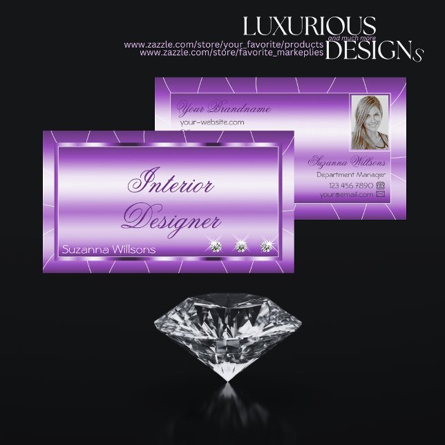Shimmery Royal Lila mit Diamonds und Foto Luxe Visitenkarte (Von Creator hochgeladen)