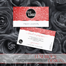 Shimmery Ruby Red Glitzer Sparkle Stars Logo hinzu Visitenkarte