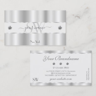 Shimmery Silver Sparkle Jewels Initials Luxuriöse Visitenkarte
