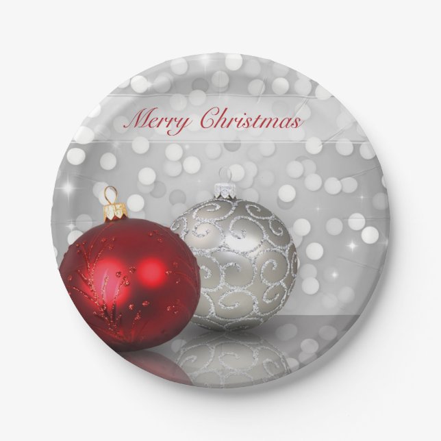 Shimmery Weihnachtsverzierungen - Pappteller (Vorderseite)