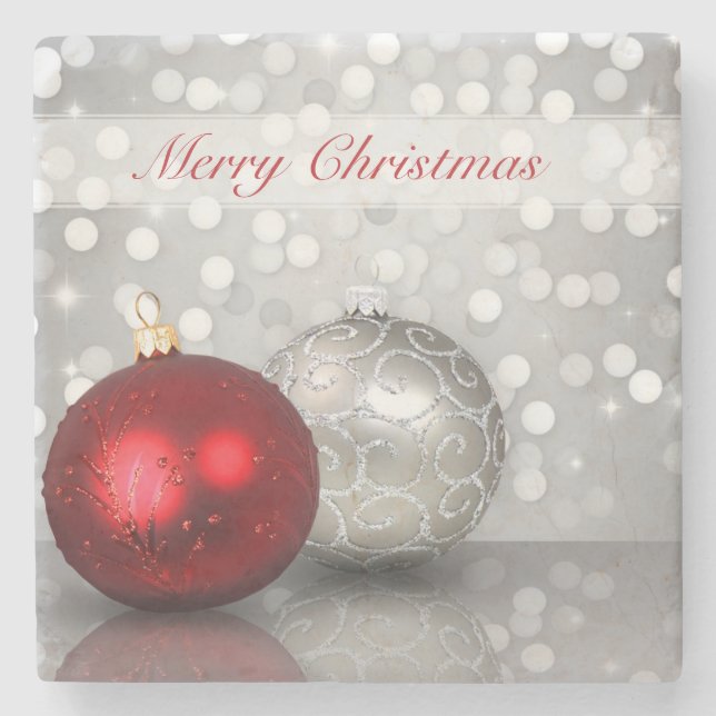 Shimmery Weihnachtsverzierungen - SteinUntersetzer (Vorderseite)