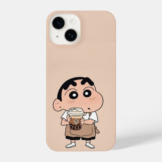 Shin-chan Barista Bubble Tea iPhone Case 14 Hülle (Rückseite)