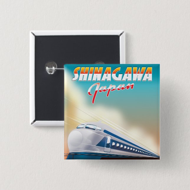 Shinagawa Japan Reiseplakat. Button (Vorne & Hinten)