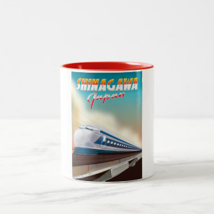 Shinagawa Japan Reiseplakat. Zweifarbige Tasse
