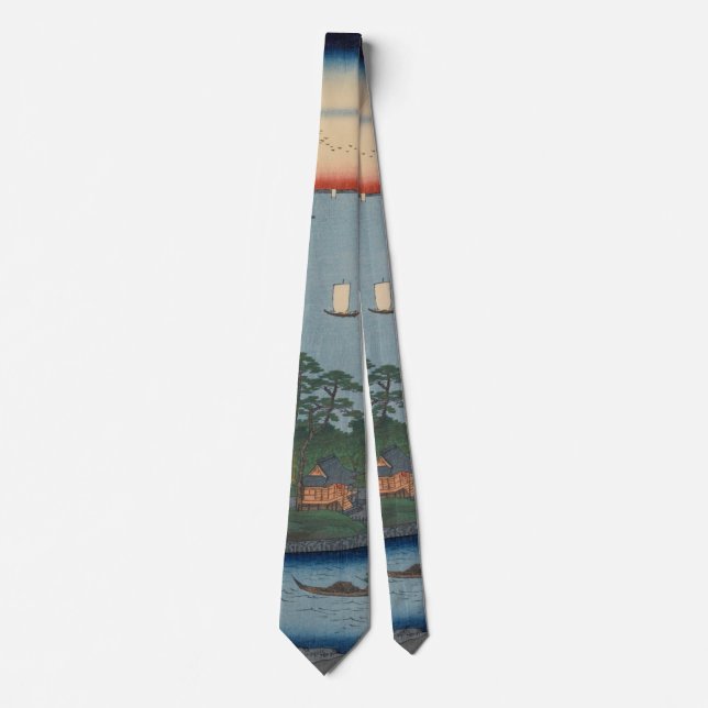 Shinagawa Susaki Vintage Ukiyo-e japanische Kunst Krawatte (Vorderseite)