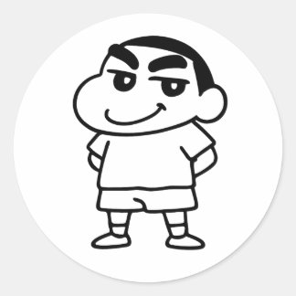 Shinchan Black and White Line Art Runder Aufkleber