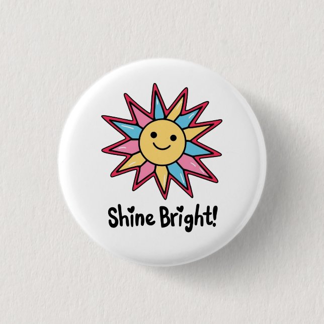 Shine Bright: Ein farbenprächtiges Sonnendesign Button (Vorderseite)