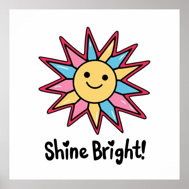 Shine Bright: Ein farbenprächtiges Sonnendesign Poster (Vorne)