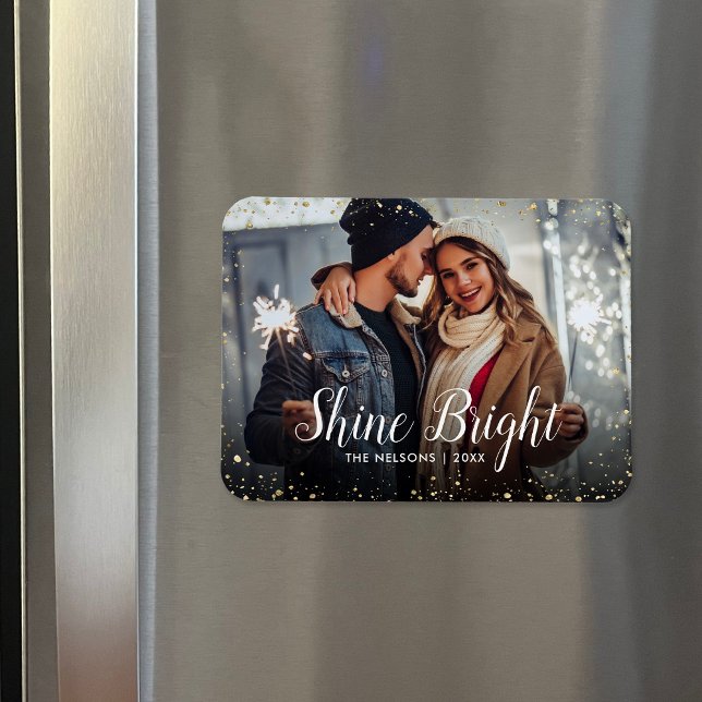 Shine Bright | Glitz Imitats Glitzer Foto Overlay Magnet (Von Creator hochgeladen)