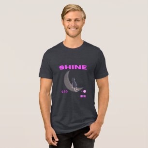 Shine Cat auf dem Mond T-Shirt Tri-Blend Shirt
