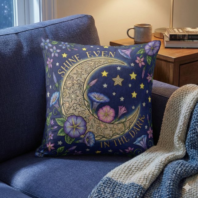 Shine Even In The Dark Throw Pillow Kissen (Encourage someone to shine with this, "Shine even in the dark" throw pillow! )
