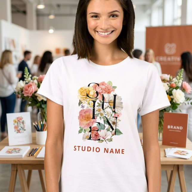 SHINE Floral Creative Studio Name Corporate T-Shirt (Von Creator hochgeladen)