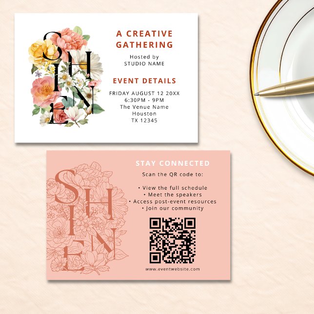 SHINE Floral QR-Code für Unternehmensveranstaltung Begleitkarte (Von Creator hochgeladen)