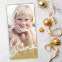 Shine Glow Handwriting Script Gold Ombre Foto