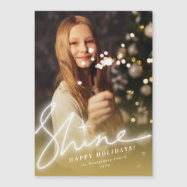 Shine Glow Handwriting Script Gold Ombre Foto Magnetkarte