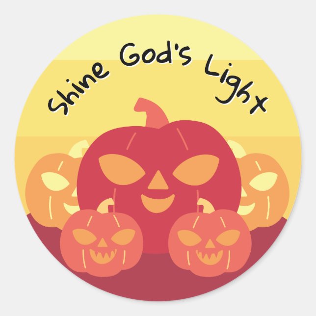 Shine God's Light Pumpkin Classic Round Sticker (Vorderseite)