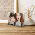 Shine | Hanukkah-Foto Fotoblock<br><div class="desc">Eleganter und einfacher Hanukkah-Foto-Block schafft einen schönen Urlaubssake für Ihre Zuhause. Fügen Sie ein beliebtes Foto mit "gline" überlagert in weißen handgeschriebenen Kalligrafieschrift hinzu. Personalisieren Sie Ihre persönliche Beschriftung,  Ihren Namen oder das Jahr.</div>