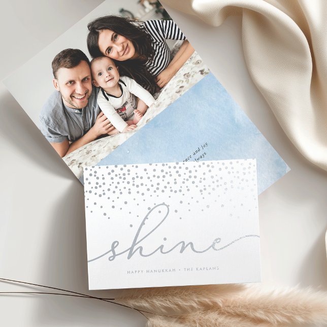 Shine | Hanukkah Foto Silver Foil Card Folienkarte (Von Creator hochgeladen)