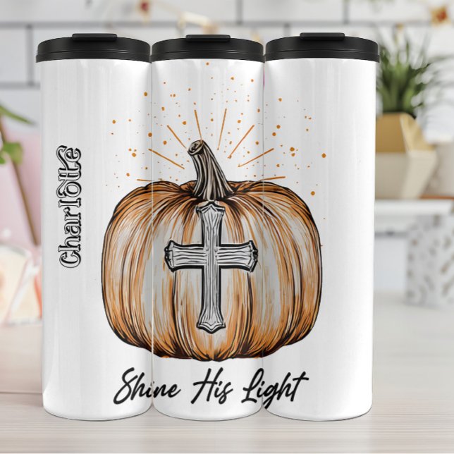 Shine his Light Pumpkin Graphic Thermosbecher (Von Creator hochgeladen)